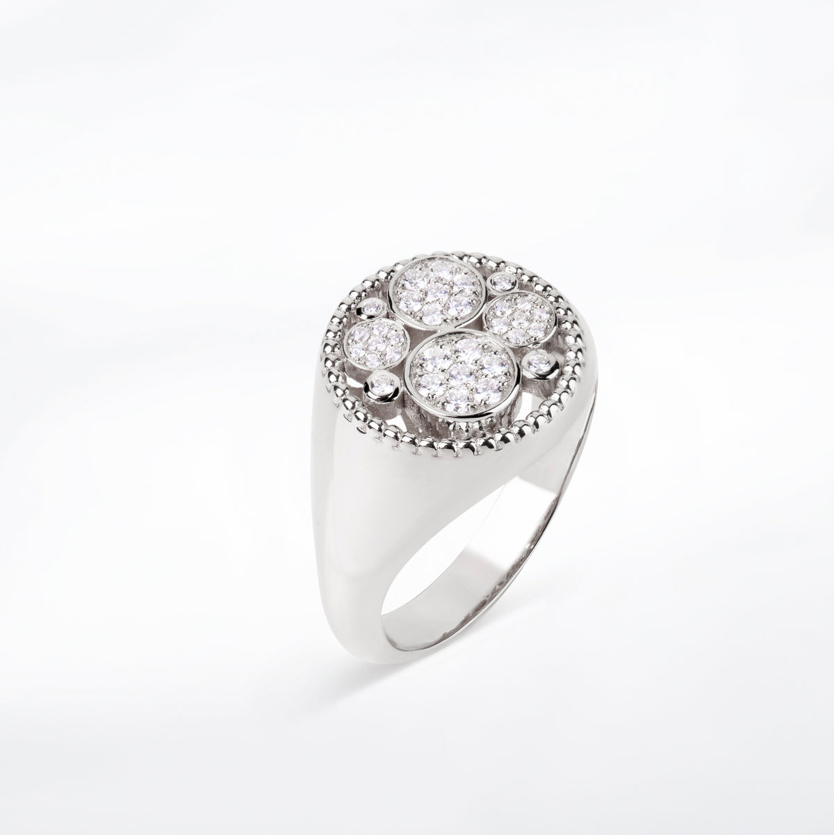 Small White Gold Bubbles Ring with Diamonds