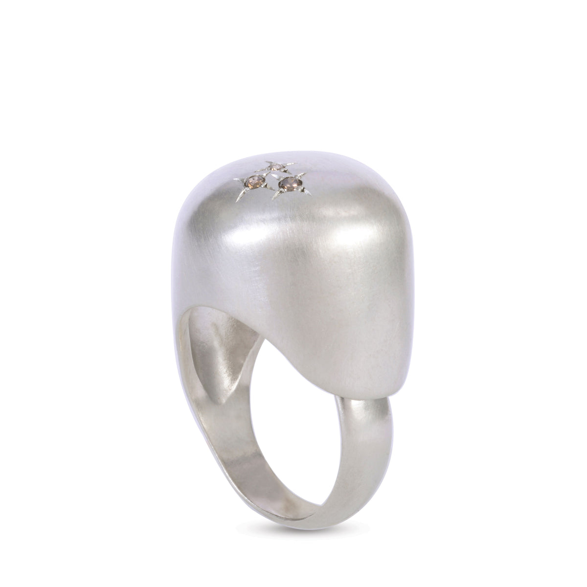Caramel Diamonds Large Ring, Sterling Silver