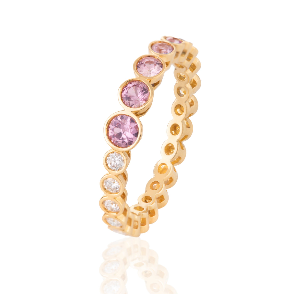Pink Sapphire and Diamonds Bubble Ring