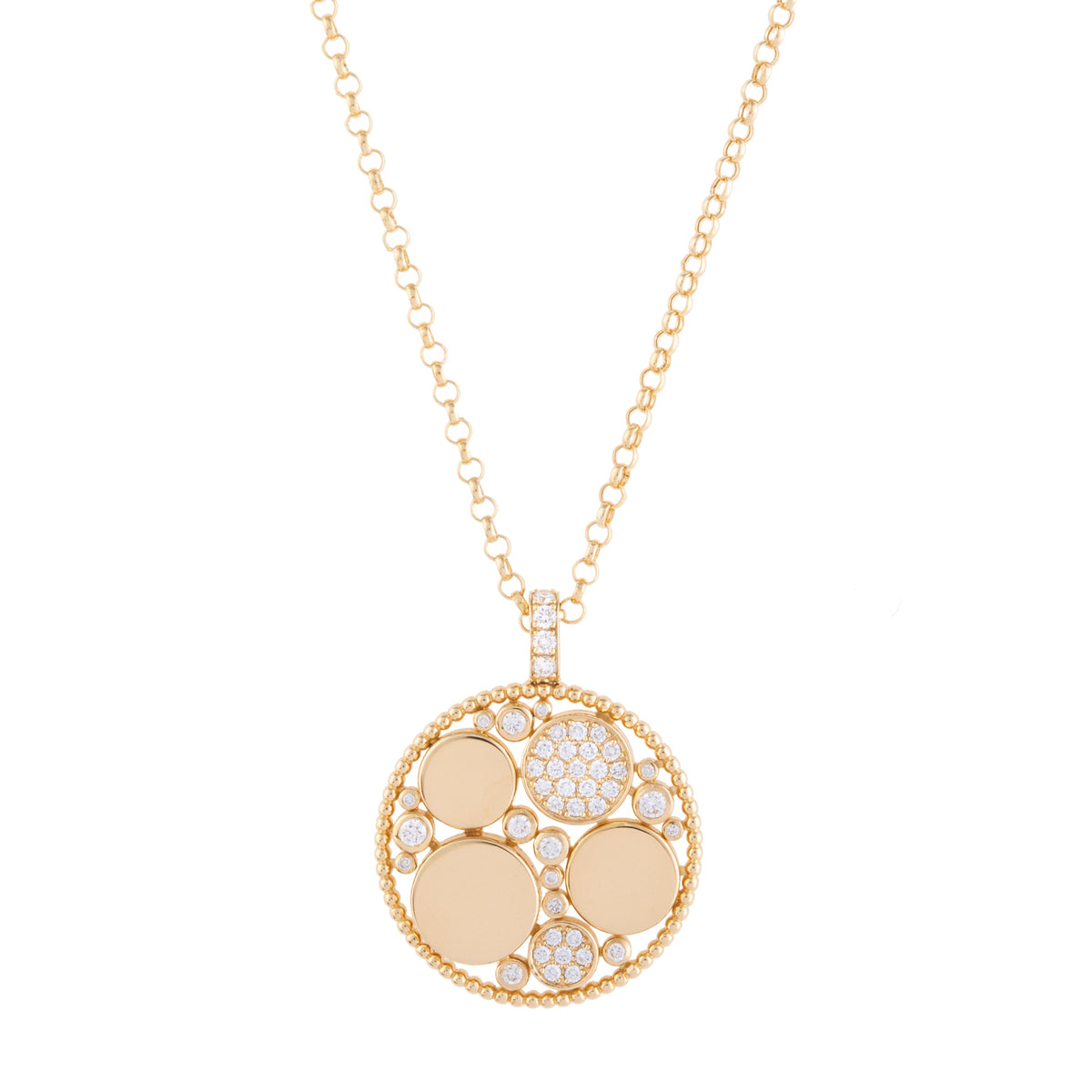Yellow Gold Bubbles Pendant with Diamonds