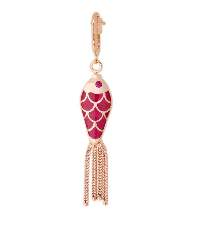 Fish For love Earring rusty red diamonds - rubies