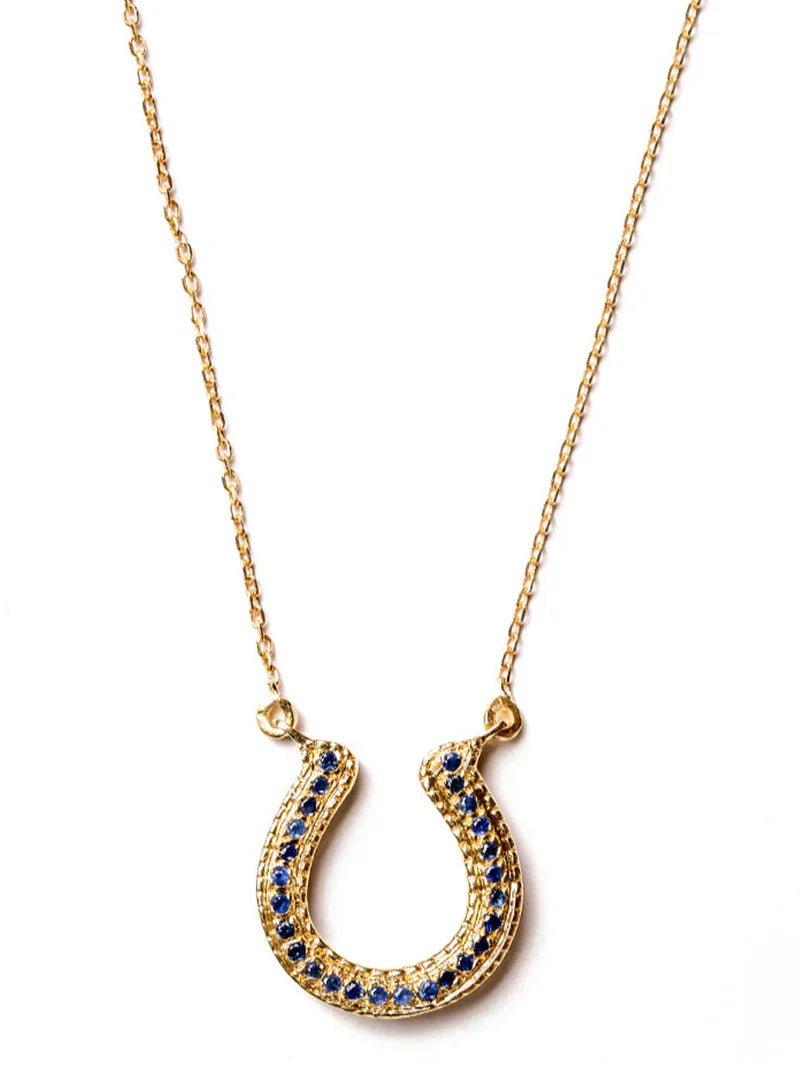 Charm Horseshoe Blue Sapphire