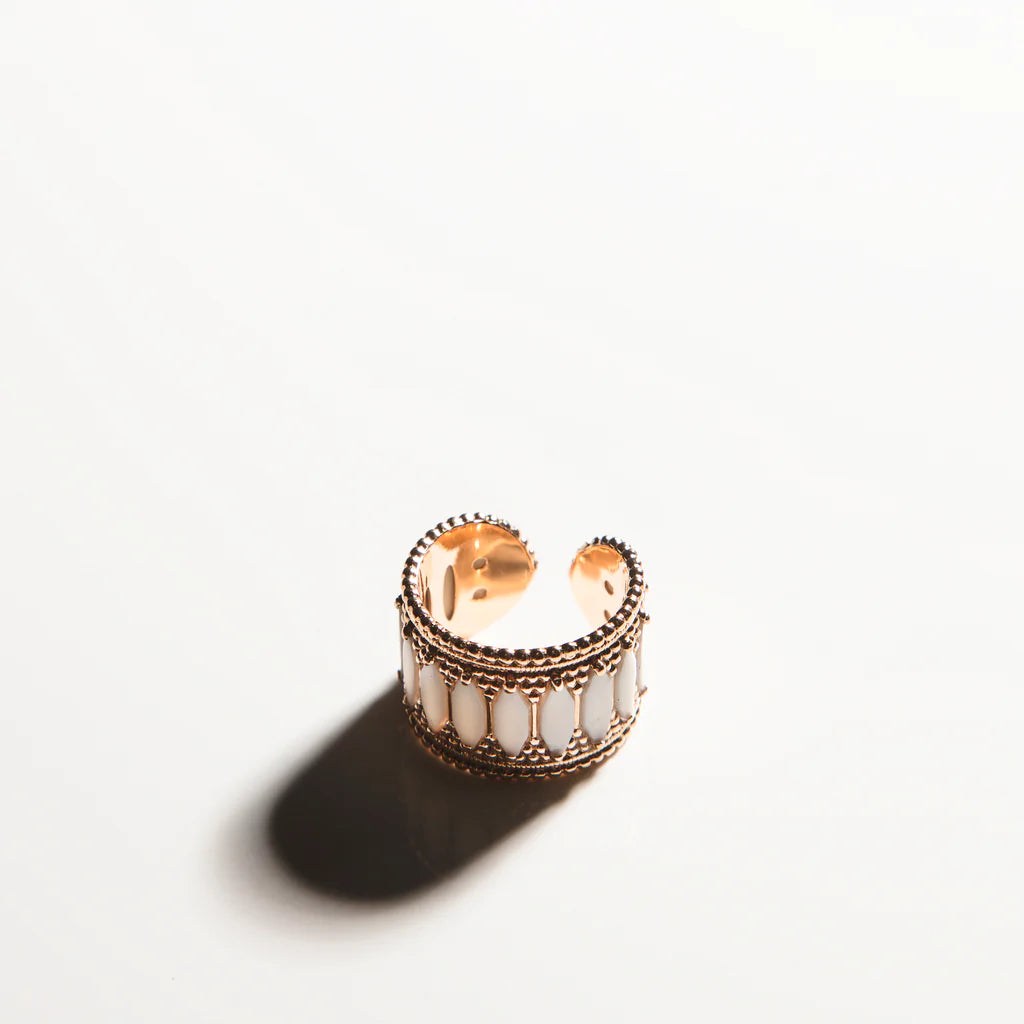 Baalbeck In Color Mother of Pearl Ring - White - Tales of Stones