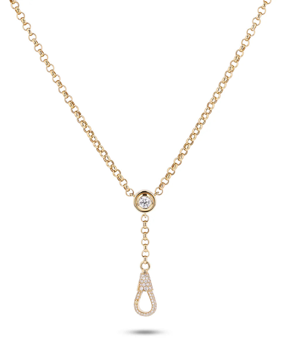 Small Diamond Hook Lariat Necklace
