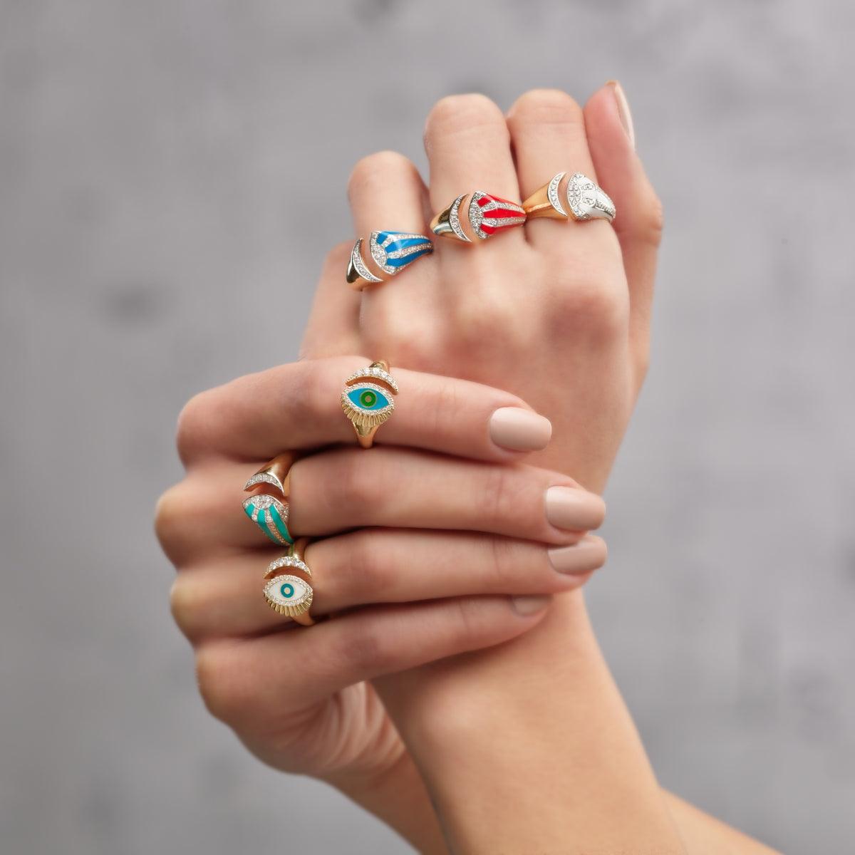 Midnight Sky Moon Ring (Turquoise) - Tales of Stones
