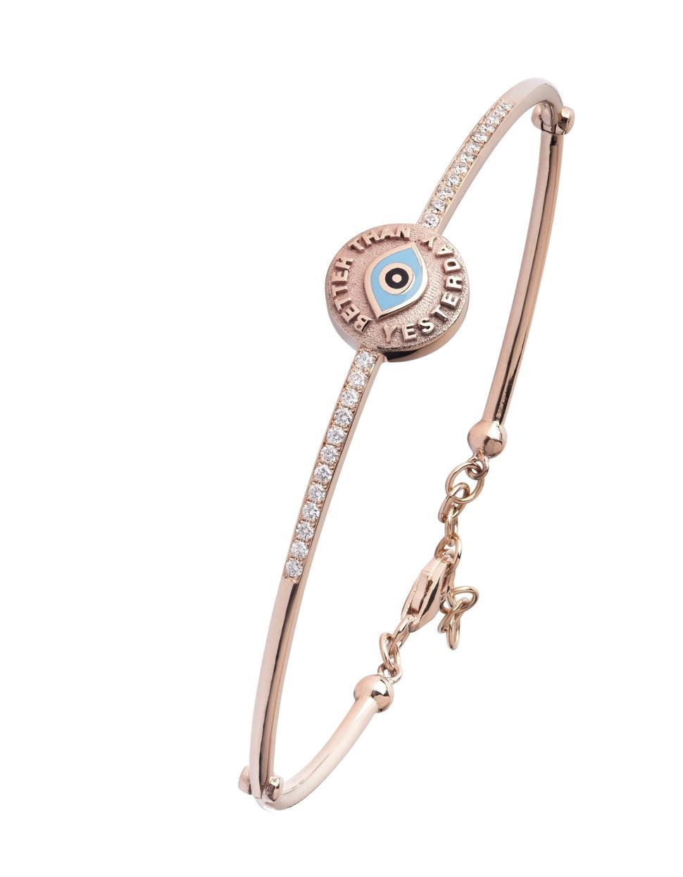 Rose Gold Eye Bracelet with Diamonds - Tales of Stones