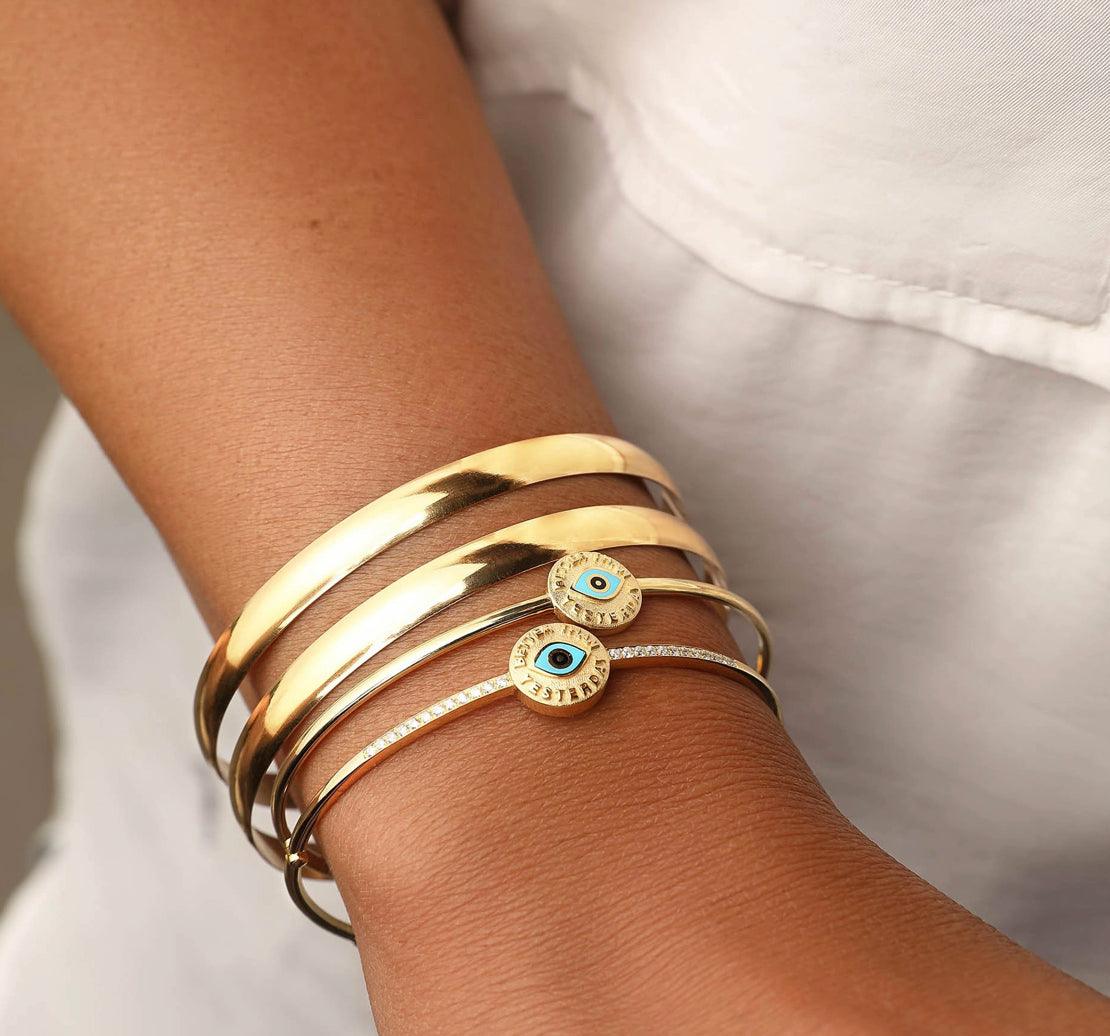 Rose Gold Eye Bracelet with Diamonds - Tales of Stones