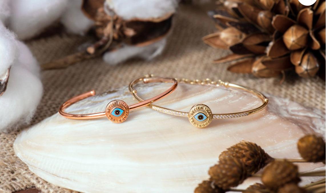 Rose Gold Eye Bracelet with Diamonds - Tales of Stones
