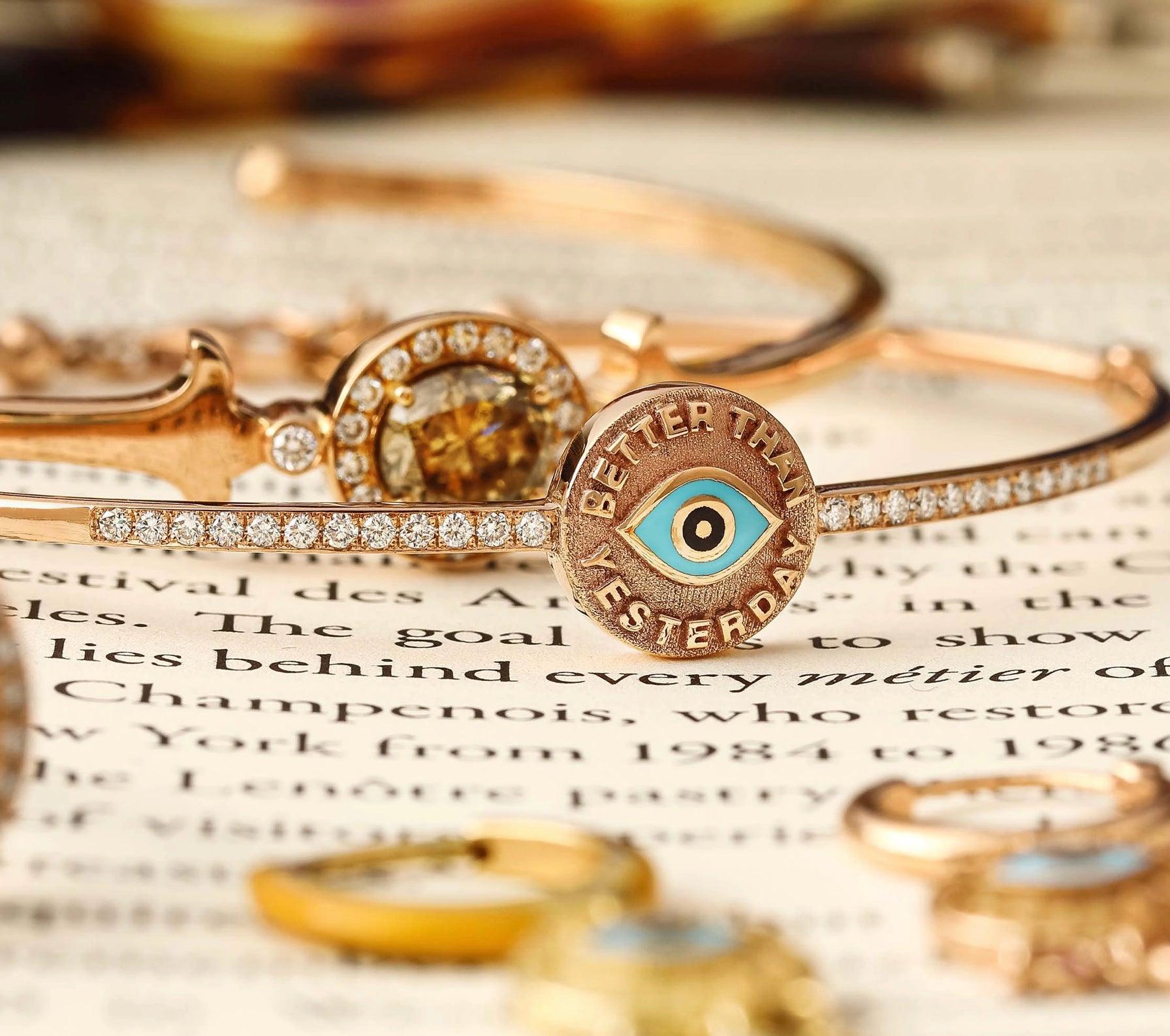 Rose Gold Eye Bracelet with Diamonds - Tales of Stones