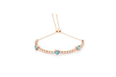 The Royals Bolo Hearts Bracelet Aquamarine by "Joanna Achkar" - Tales of Stones