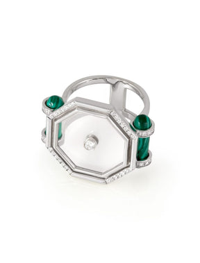 Transparent Amulet Hexagon Cocktail Ring
