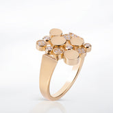 Small Yellow Gold Bubbles Ring with Diamonds