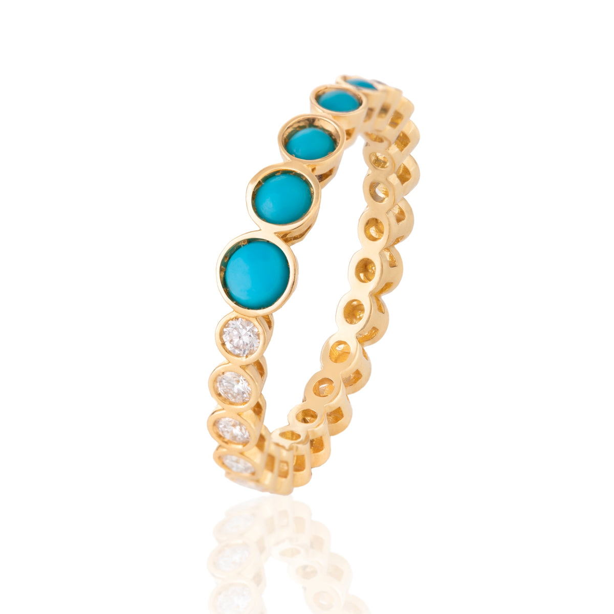 Turquoise and Diamonds Bubble Ring