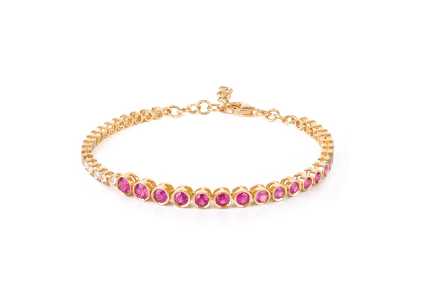 Ruby and Diamonds Bubble Tennis Bracelet