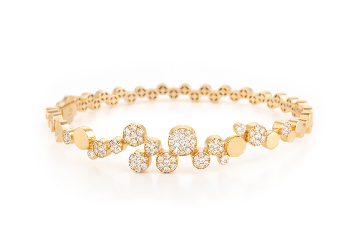 Yellow Gold Bangle with Diamonds