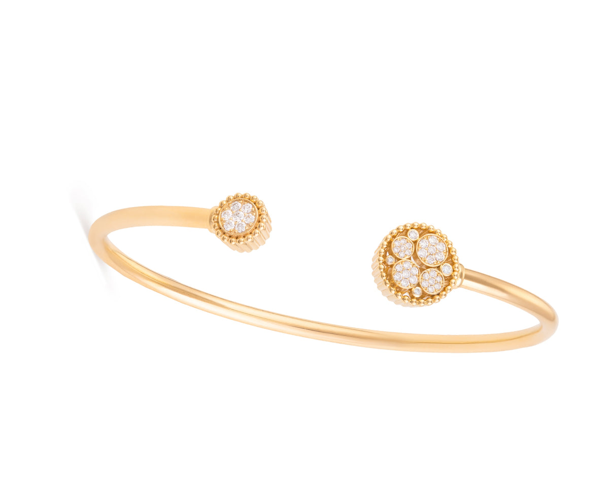 Yellow Gold Bubble Bangle with Diamonds