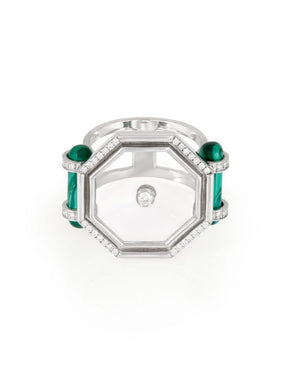 Transparent Amulet Hexagon Cocktail Ring