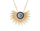Diamond Soleil Necklace With Turquoise and Ruby