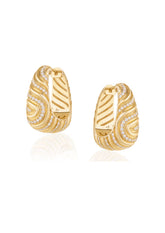 18kt yellow gold waves big earrings with diamond