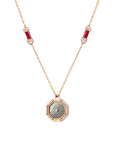 Amulet Hexagon Pink Mop Necklace Big Size