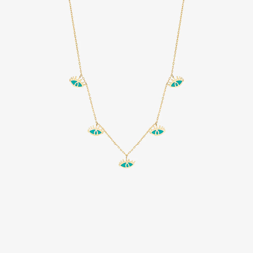 YA EIN - 18K Gold & Enamel Evil Eye Necklace