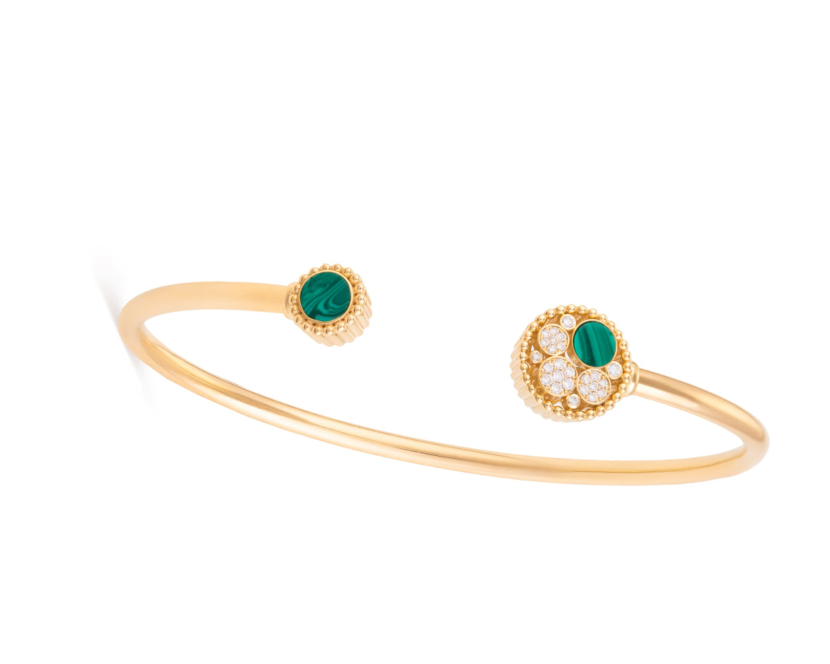 Bubble Bangle with Malachite and Diamonds