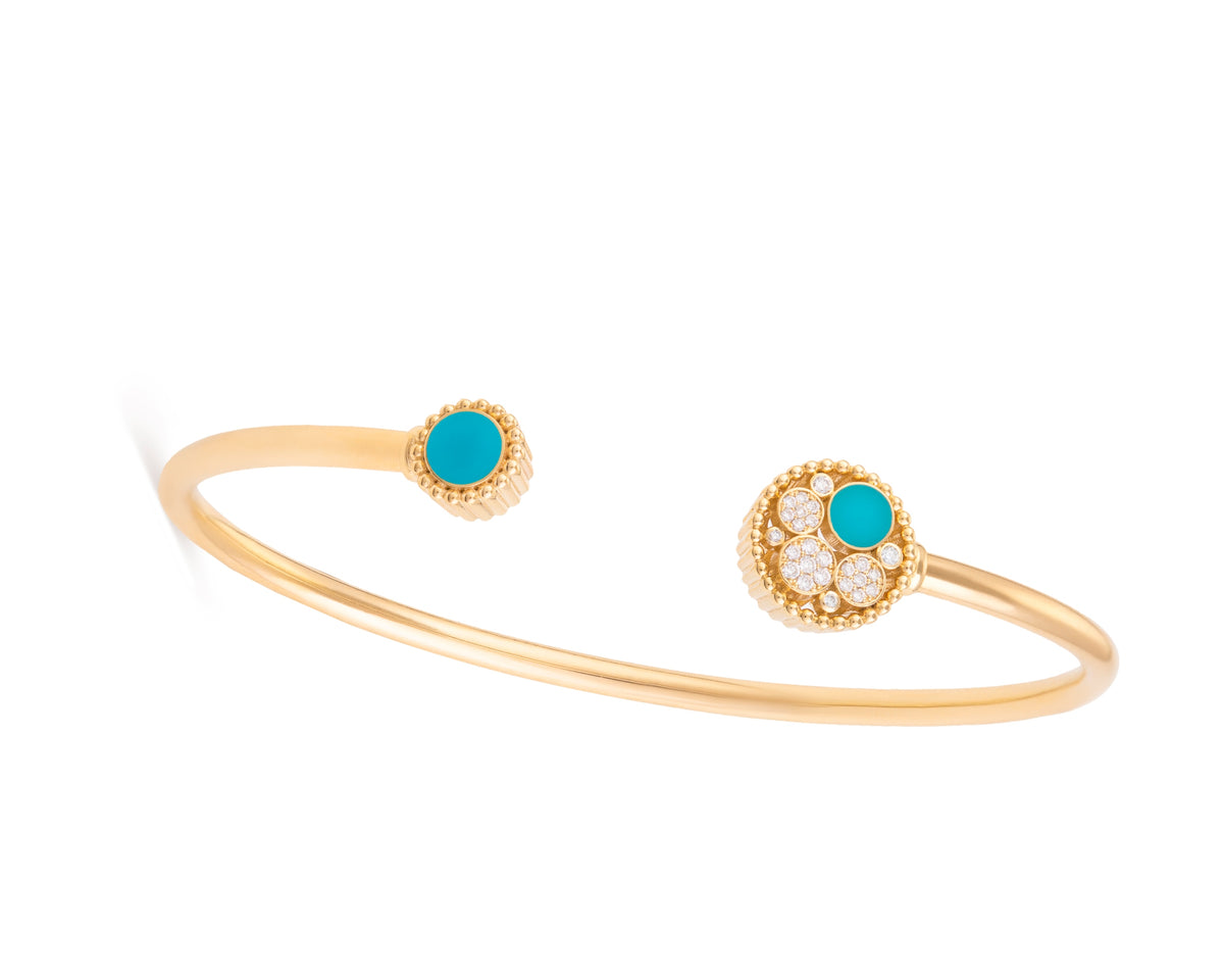 Bubble Bangle with Turquoise and Diamonds