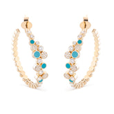 Diamond Bubbles Hoop Earrings with Turquoise