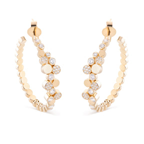 Yellow Gold Diamond Bubbles Hoop Earrings
