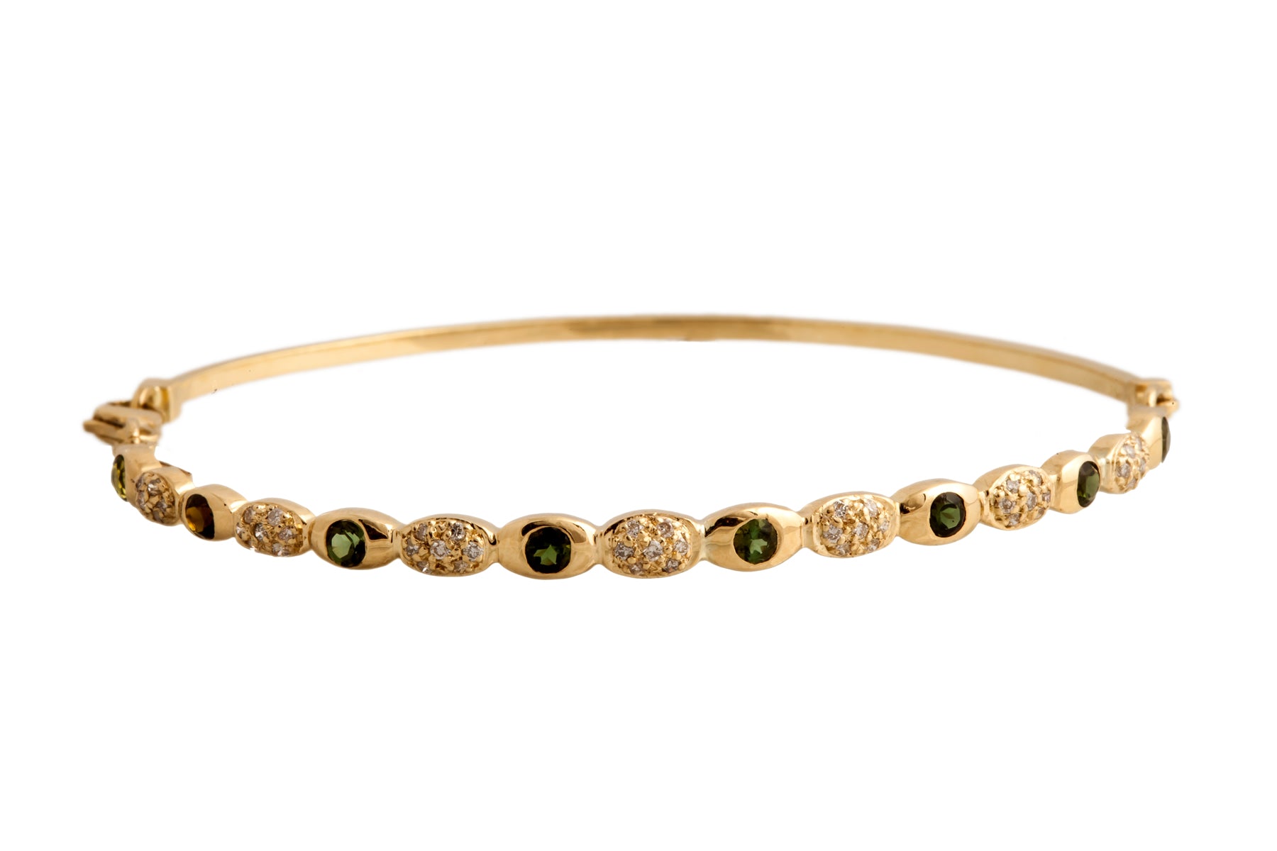 Freestyle Green Tourmalines Oval and Diamond Accent Bracelet