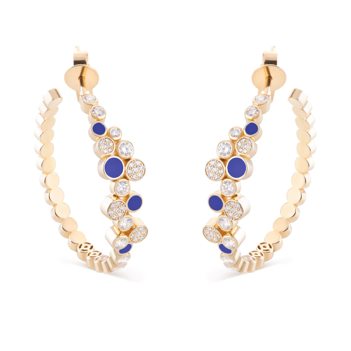 Diamond Bubbles Hoop Earrings with Lapis