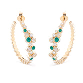 Diamond Bubbles Hoop Earrings with Malachite