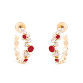 Small Diamond Bubbles Hoop Earrings with Coral