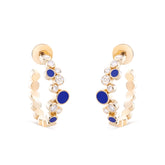 Small Diamond Bubbles Hoop Earrings with Lapis