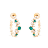 Small Diamond Bubbles Hoop Earrings with Malachite