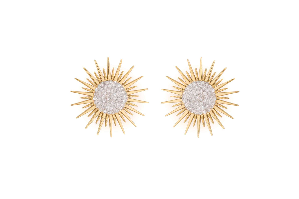 Soleil Stud Earrings With Diamonds