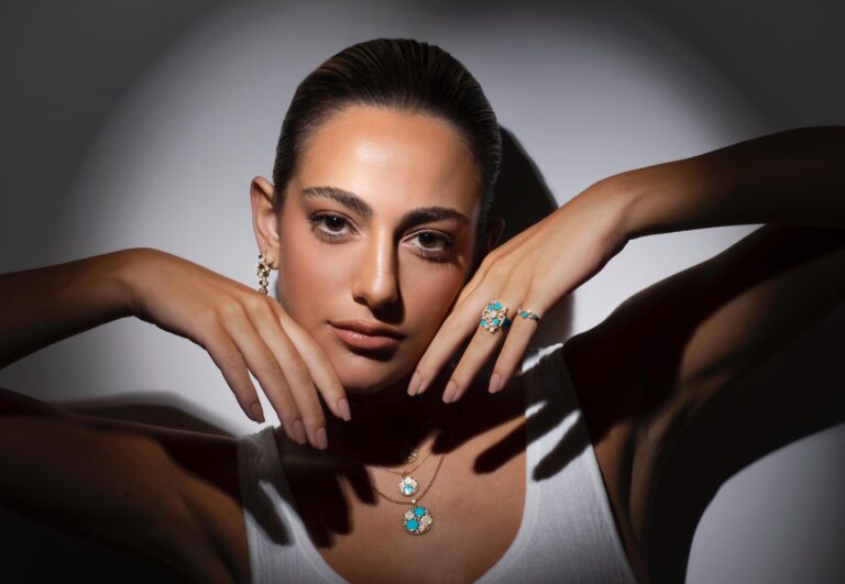 Diamond Bubbles Ring with Turquoise and Turquoise Enamel