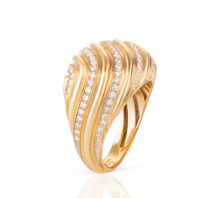 Waves of Elegance Ring with Diamonds