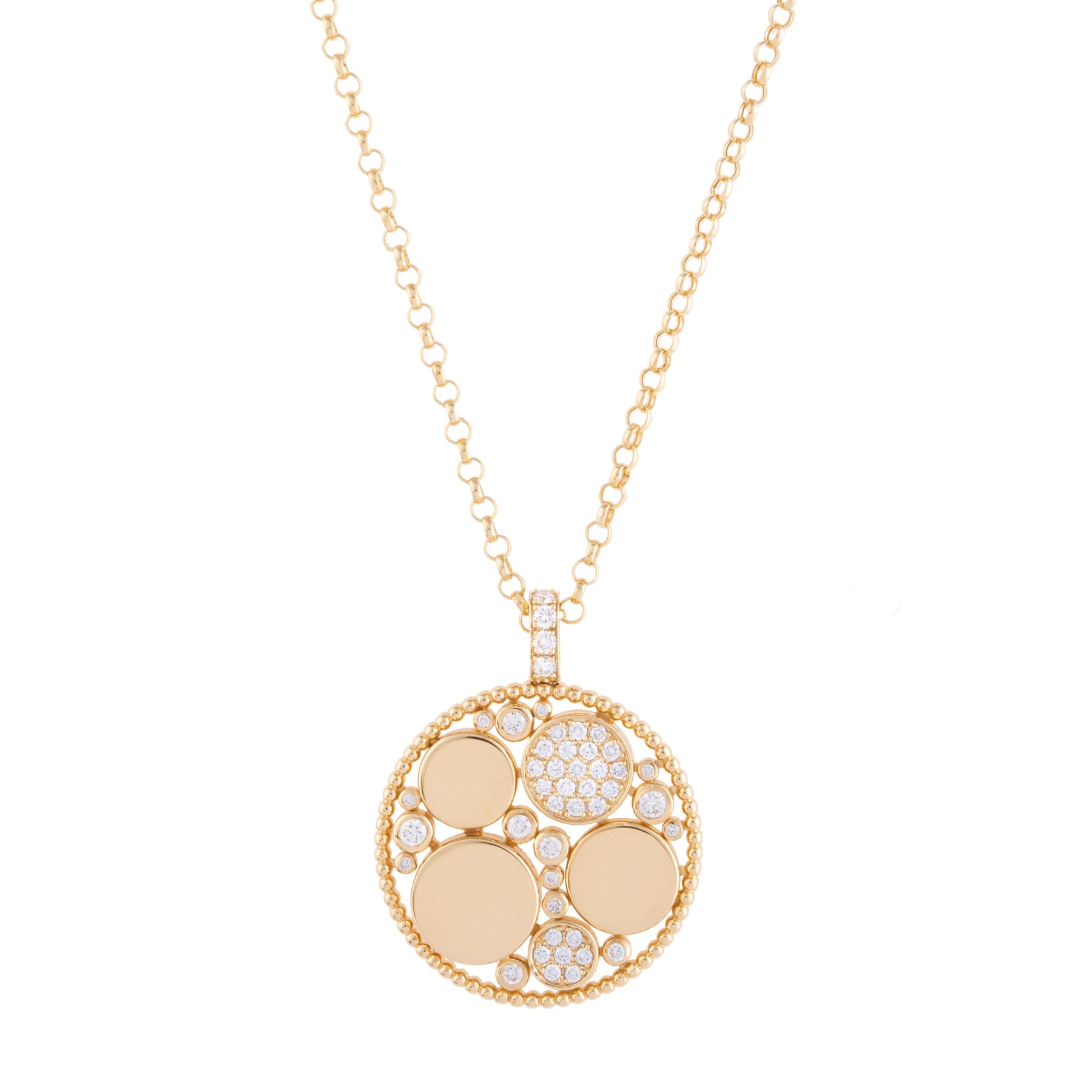 Yellow Gold Bubbles Pendant with Diamonds