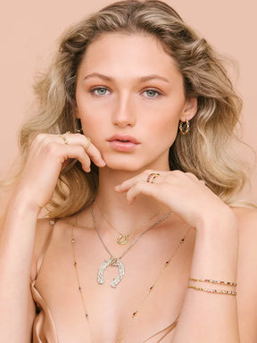 Freestyle Pink Tourmaline Oval Long Necklace