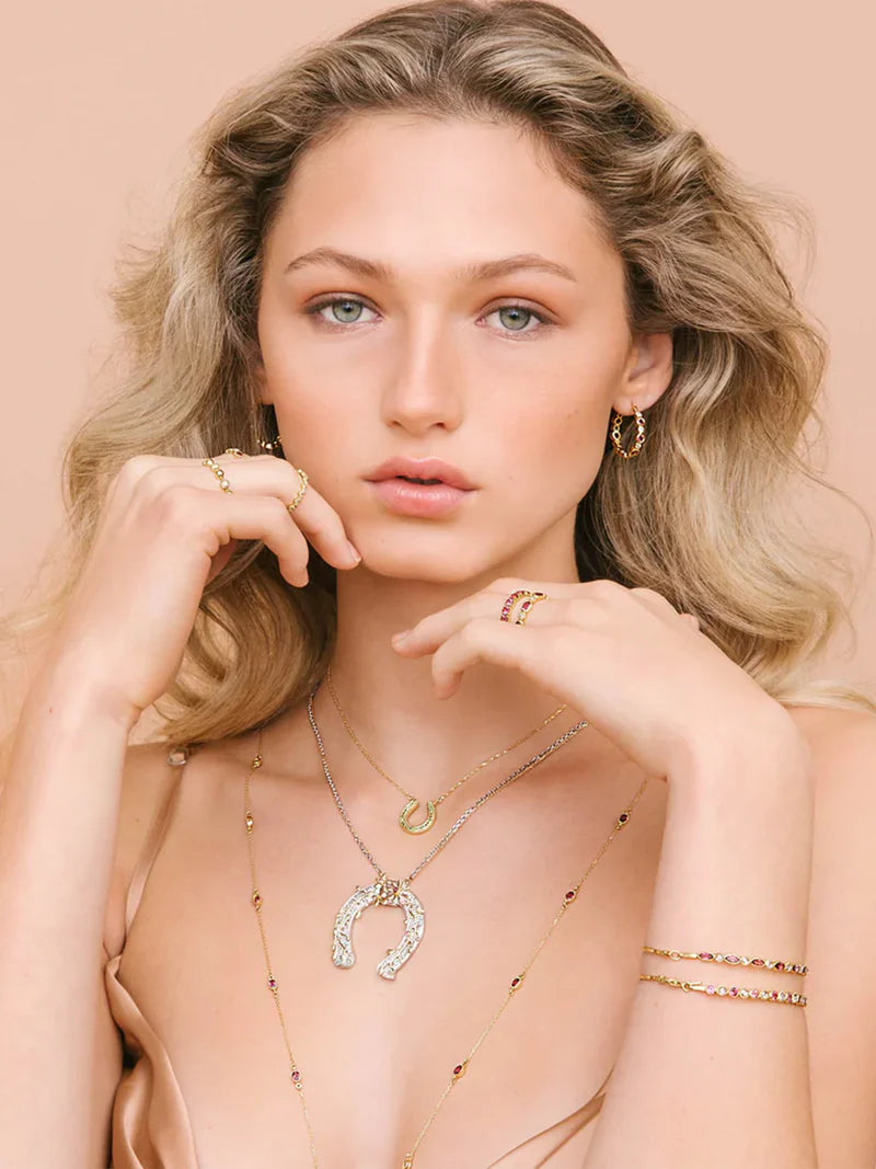 Freestyle Pink Tourmaline Oval Long Necklace