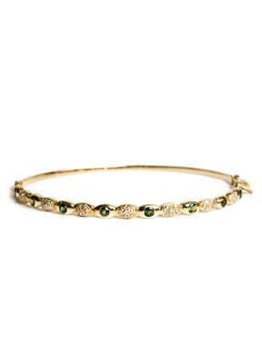 Freestyle Green Tourmaline Oval Bracelet With Diamond Clusters