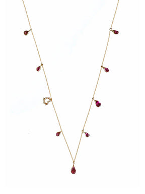 Pink Tourmaline Necklace With Diamond Heart Charm