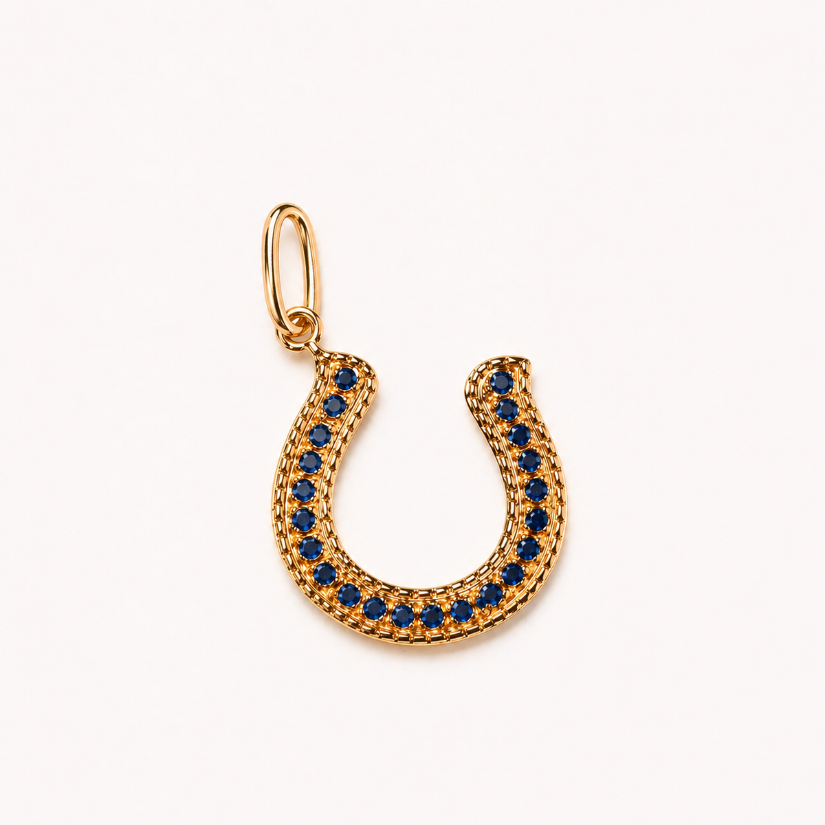 Charm Horseshoe Blue Sapphire