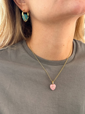 Love Pendant- Pink Opal