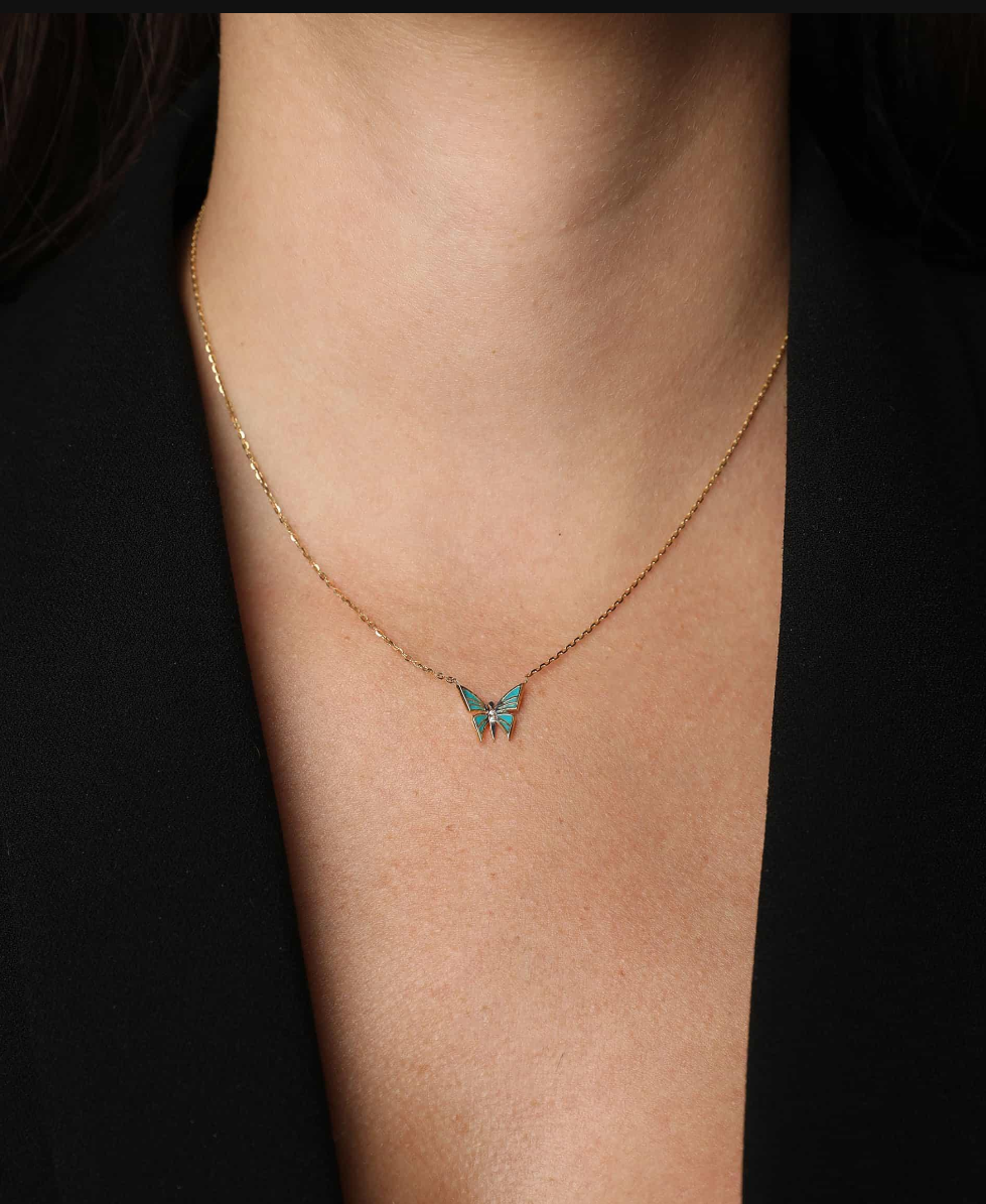 Turquoise Large Butterfly Necklace