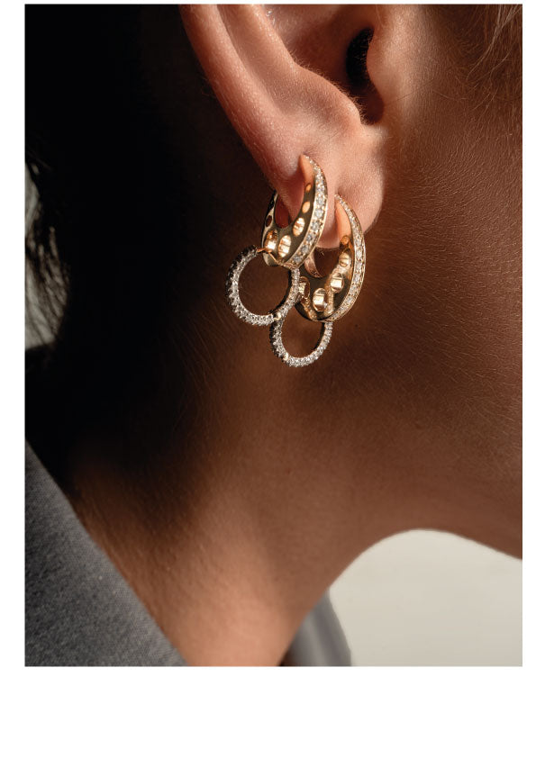 18kt small yellow gold gruyere earrings with diamond