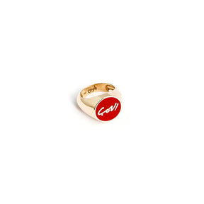 "AL HOBB" The Love Yellow Gold Enamel Signet Ring - Tales of Stones