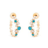 Small Diamond Bubbles Hoop Earrings with Turquoise