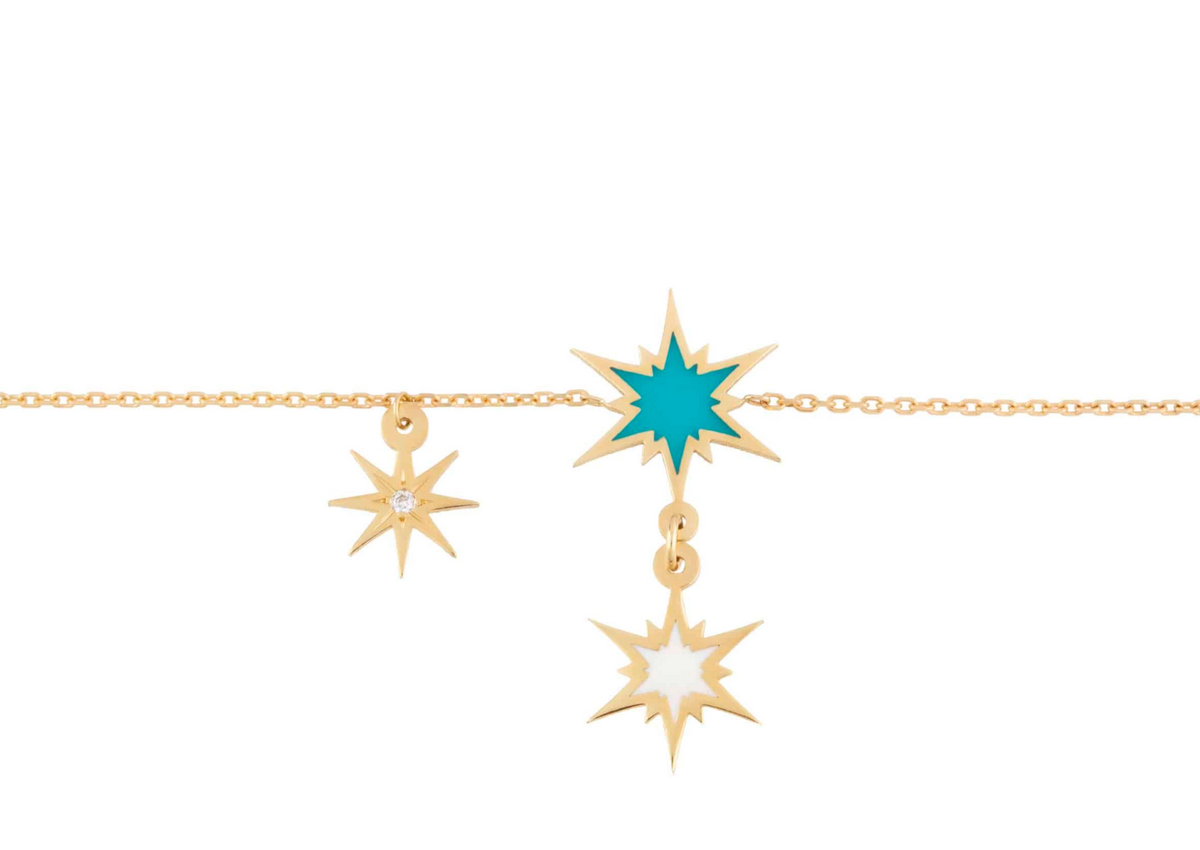 Blue Sparkles on Chain Bracelet